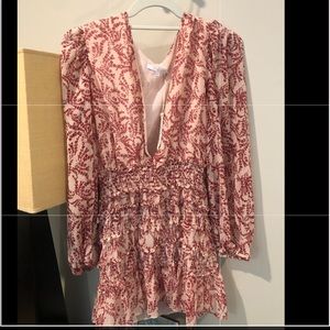 Olivaceous Smocked Floral Midi with Sleeves